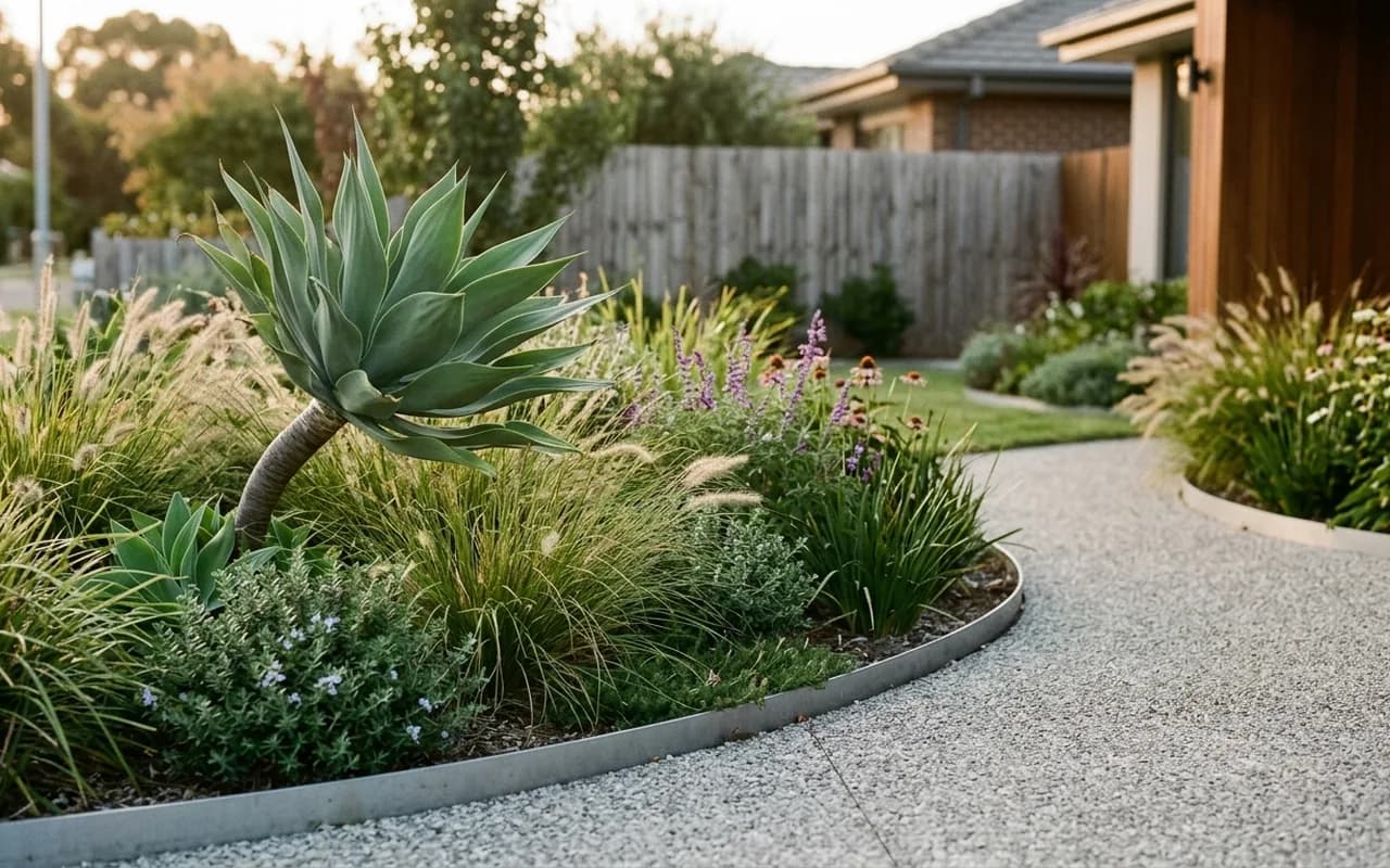 A considered Adelaide garden design with structured planting and clear pathways